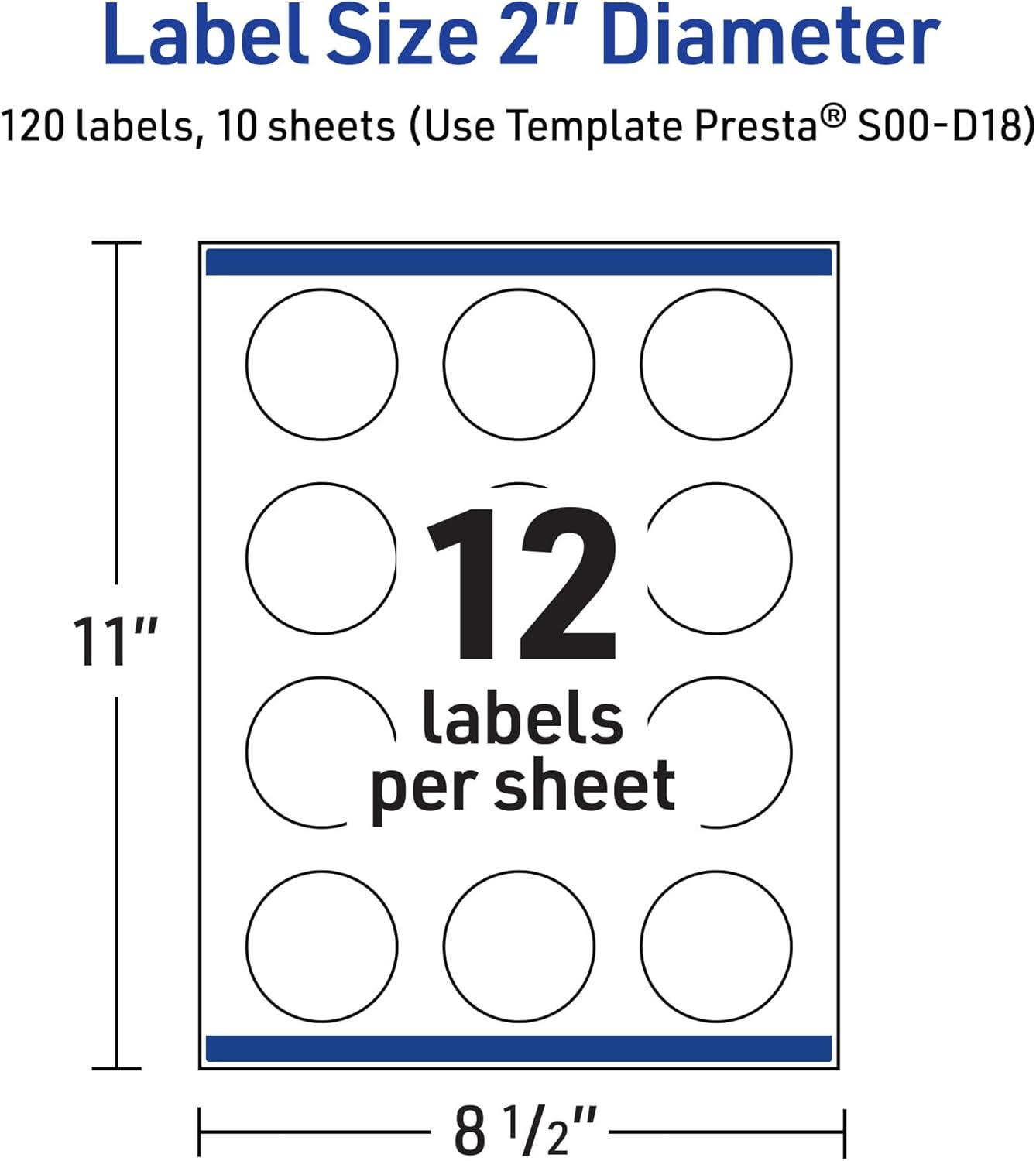 imageAvery Printable Round Labels Sure Feed Technology Gold Beads Design 2quot Diameter Glossy White Permanent Adhesive LaserInkjet 120 Total Great for Product MerchandisingMultilined Gold Border