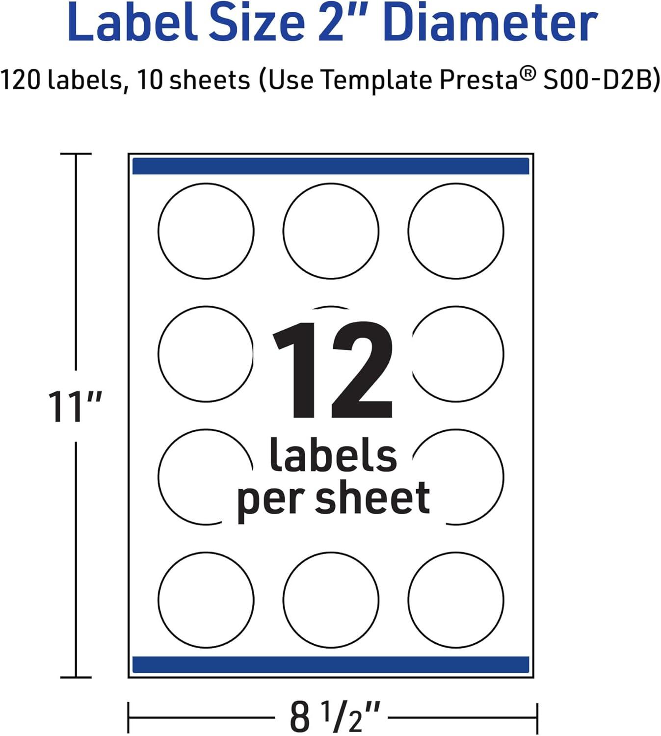 imageAvery Printable Round Labels Sure Feed Technology Gold Beads Design 2quot Diameter Glossy White Permanent Adhesive LaserInkjet 120 Total Great for Product MerchandisingDouble Black Border