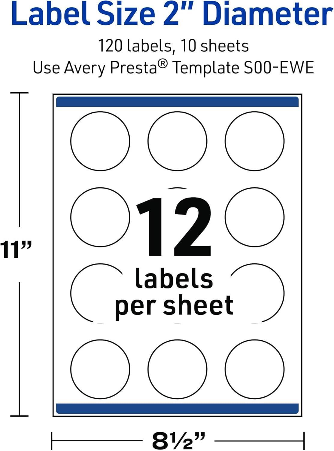 imageAvery Printable Round Labels Sure Feed Technology Gold Beads Design 2quot Diameter Glossy White Permanent Adhesive LaserInkjet 120 Total Great for Product MerchandisingGold Blush
