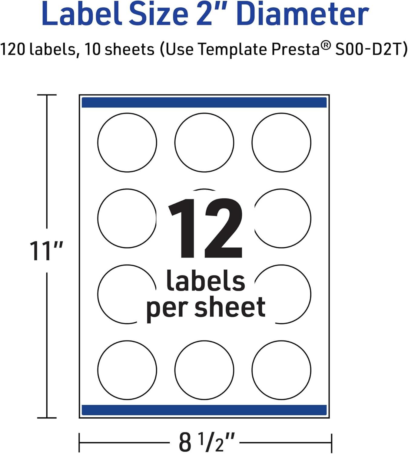 imageAvery Printable Round Labels Sure Feed Technology Gold Beads Design 2quot Diameter Glossy White Permanent Adhesive LaserInkjet 120 Total Great for Product MerchandisingGreen Florals With Gold Dots