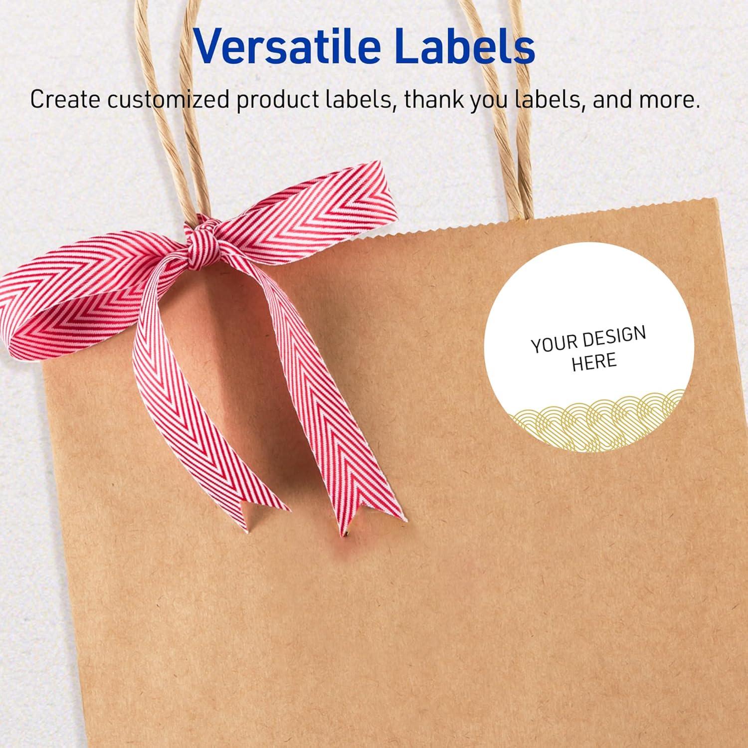 imageAvery Printable Round Labels Sure Feed Technology Gold Beads Design 2quot Diameter Glossy White Permanent Adhesive LaserInkjet 120 Total Great for Product MerchandisingGold Lace Trim