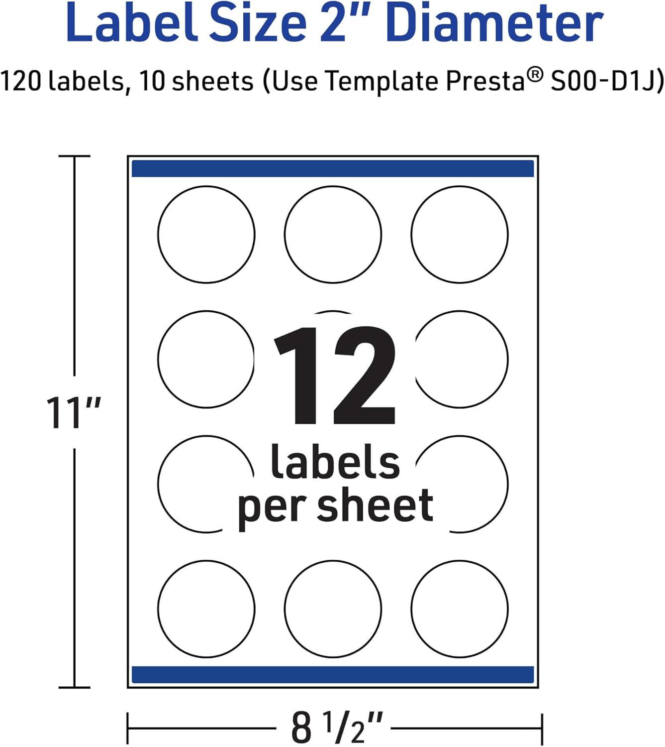 imageAvery Printable Round Labels Sure Feed Technology Gold Beads Design 2quot Diameter Glossy White Permanent Adhesive LaserInkjet 120 Total Great for Product MerchandisingGold Beads