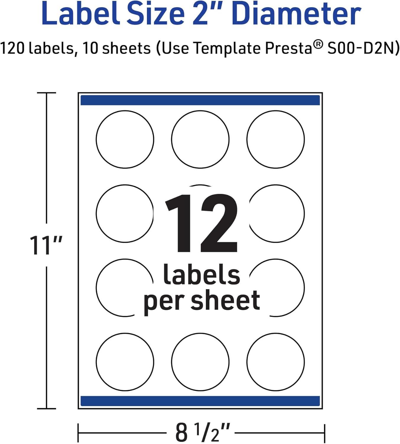 imageAvery Printable Round Labels Sure Feed Technology Gold Beads Design 2quot Diameter Glossy White Permanent Adhesive LaserInkjet 120 Total Great for Product MerchandisingDouble Gold Border With Florals