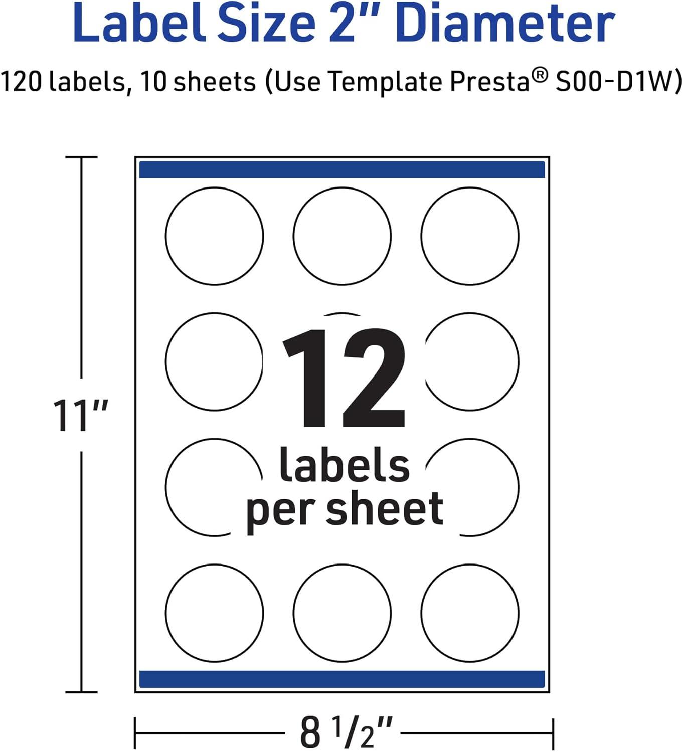 imageAvery Printable Round Labels Sure Feed Technology Gold Beads Design 2quot Diameter Glossy White Permanent Adhesive LaserInkjet 120 Total Great for Product MerchandisingGold Dots Edge