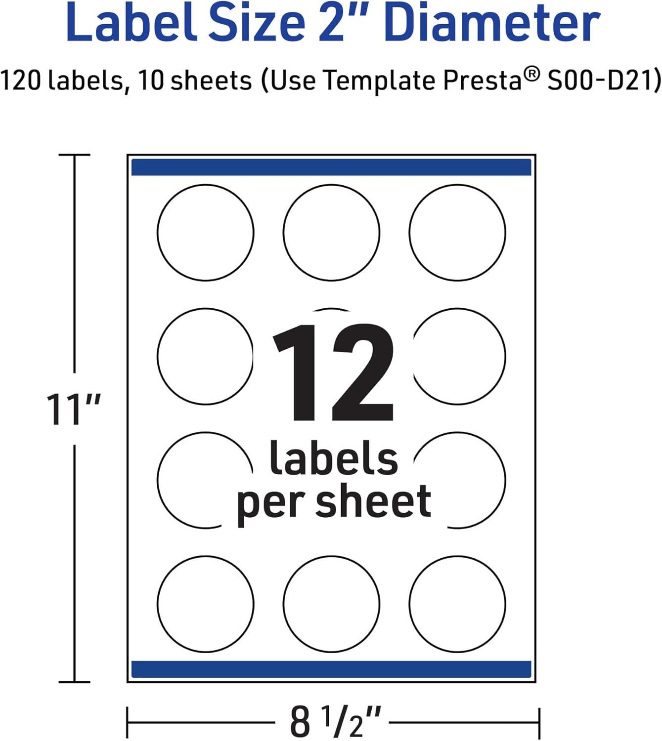 imageAvery Printable Round Labels Sure Feed Technology Gold Beads Design 2quot Diameter Glossy White Permanent Adhesive LaserInkjet 120 Total Great for Product MerchandisingDouble Dipped Gold Edge