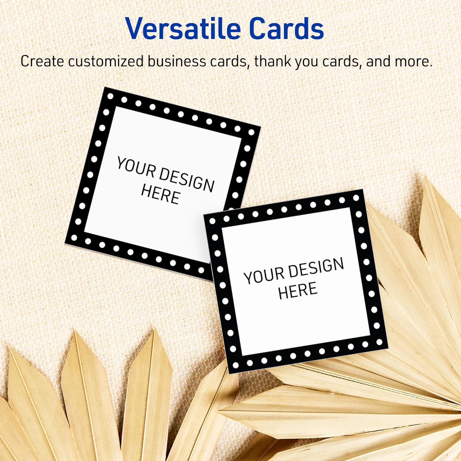 imageAvery Printable Square Cards Gold Dots Green Florals 2quot x 2quot Matte White Square Cards LaserInkjet 120ct Great for Business PromotionBlack  White Polka Dots