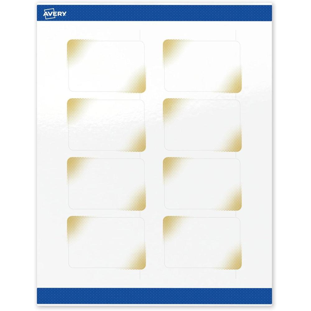 imageAvery Printable Rectangle Labels Gold Border Gold Dots 2quot x 3quot Glossy White Rectangle Labels Permanent LaserInkjet 80ct Great for Product MerchandisingGold Blush