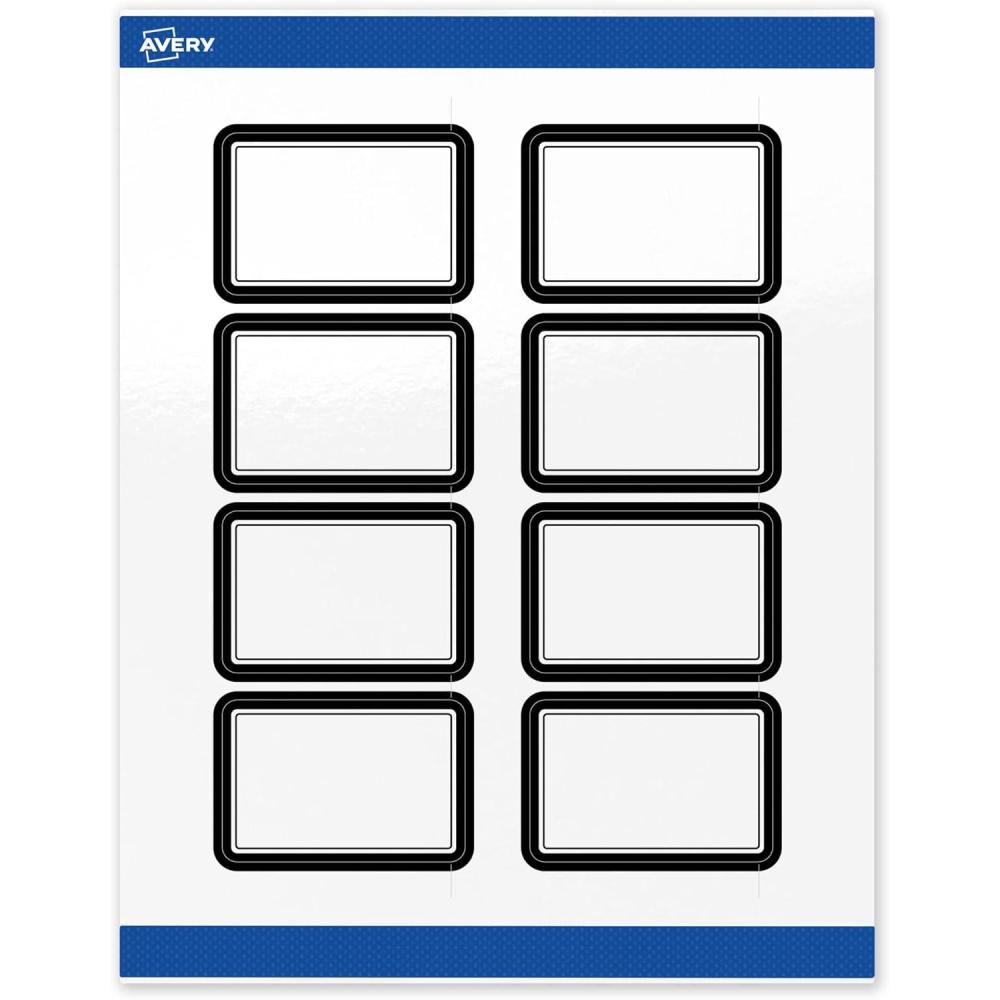 imageAvery Printable Rectangle Labels Gold Border Gold Dots 2quot x 3quot Glossy White Rectangle Labels Permanent LaserInkjet 80ct Great for Product MerchandisingDouble Black Border