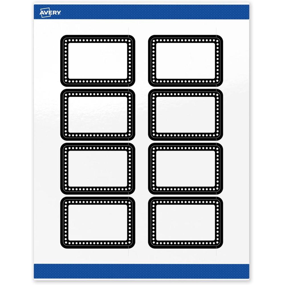 imageAvery Printable Rectangle Labels Gold Border Gold Dots 2quot x 3quot Glossy White Rectangle Labels Permanent LaserInkjet 80ct Great for Product MerchandisingBlack  White Polka Dots