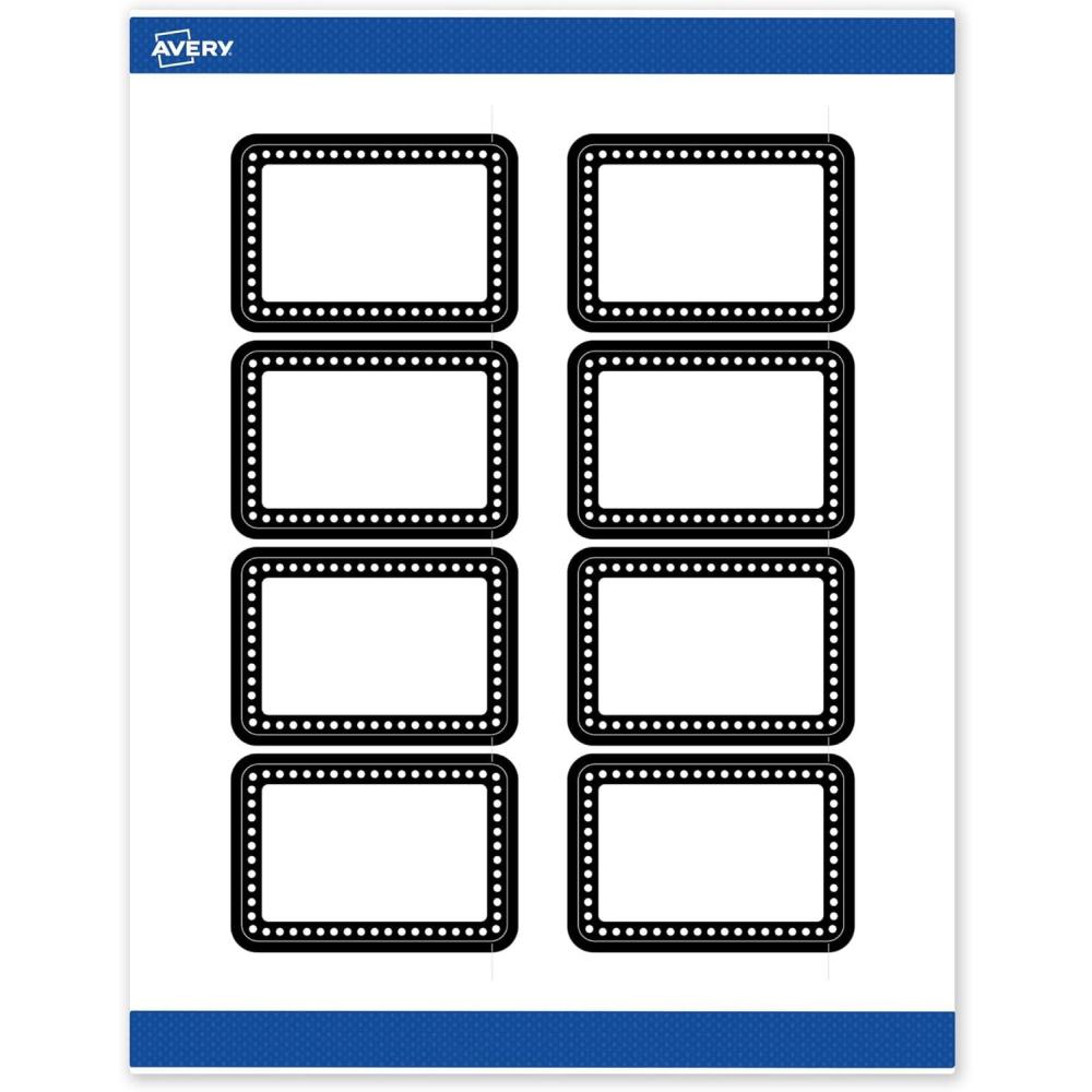 imageAvery Printable Rectangle Labels Gold ampamp Navy Border Florals 2quot x 3quot Matte White Rectangle Labels Permanent LaserInkjet 80ct Great for Product MerchandisingBlack  White Polka Dots