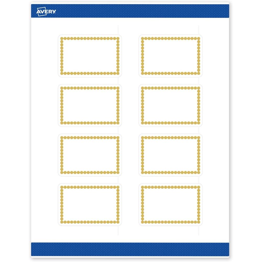 imageAvery Printable Rectangle Labels Gold ampamp Navy Border Florals 2quot x 3quot Matte White Rectangle Labels Permanent LaserInkjet 80ct Great for Product MerchandisingGold Beads