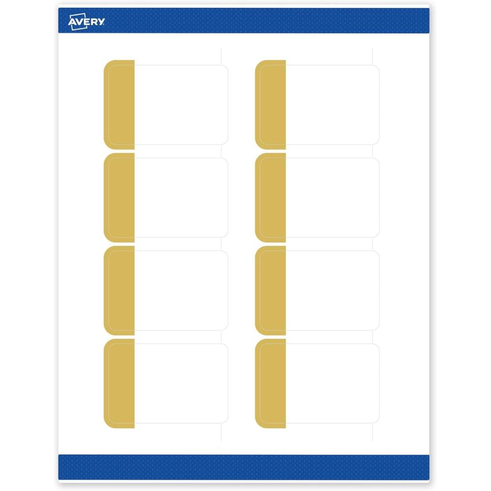 imageAvery Printable Rectangle Labels Gold ampamp Navy Border Florals 2quot x 3quot Matte White Rectangle Labels Permanent LaserInkjet 80ct Great for Product MerchandisingDipped Gold Edge