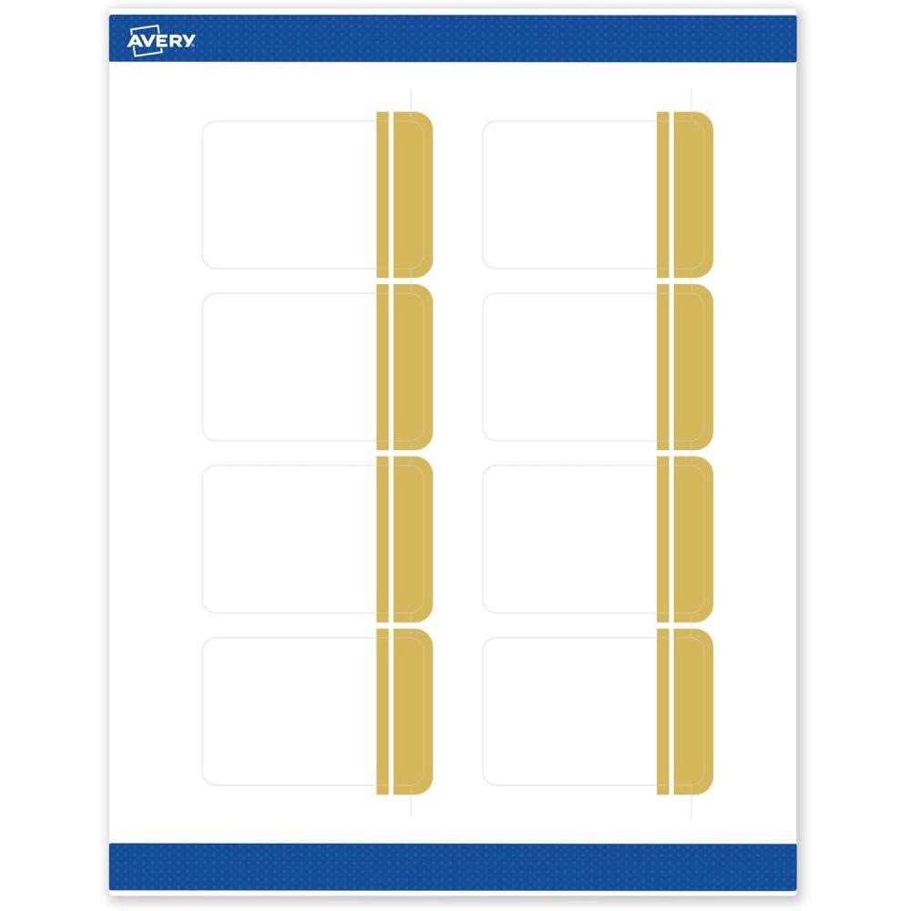 imageAvery Printable Rectangle Labels Gold ampamp Navy Border Florals 2quot x 3quot Matte White Rectangle Labels Permanent LaserInkjet 80ct Great for Product MerchandisingDouble Dipped Gold Edge