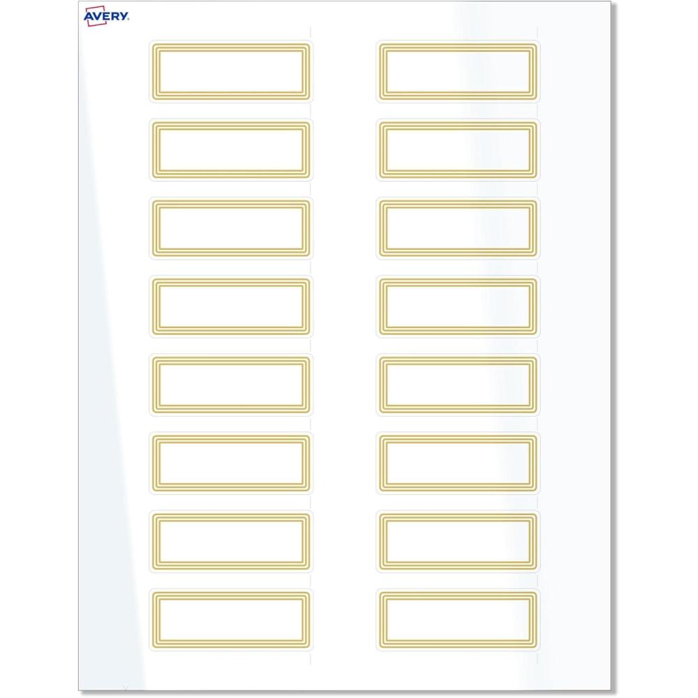 imageAvery Printable Rectangle Labels Sure Feed Technology Blue Border Gold Dots Design 1quot x 258quot Glossy White Permanent Adhesive LaserInkjet 160 Total Great for AddressingMultilined Gold Border