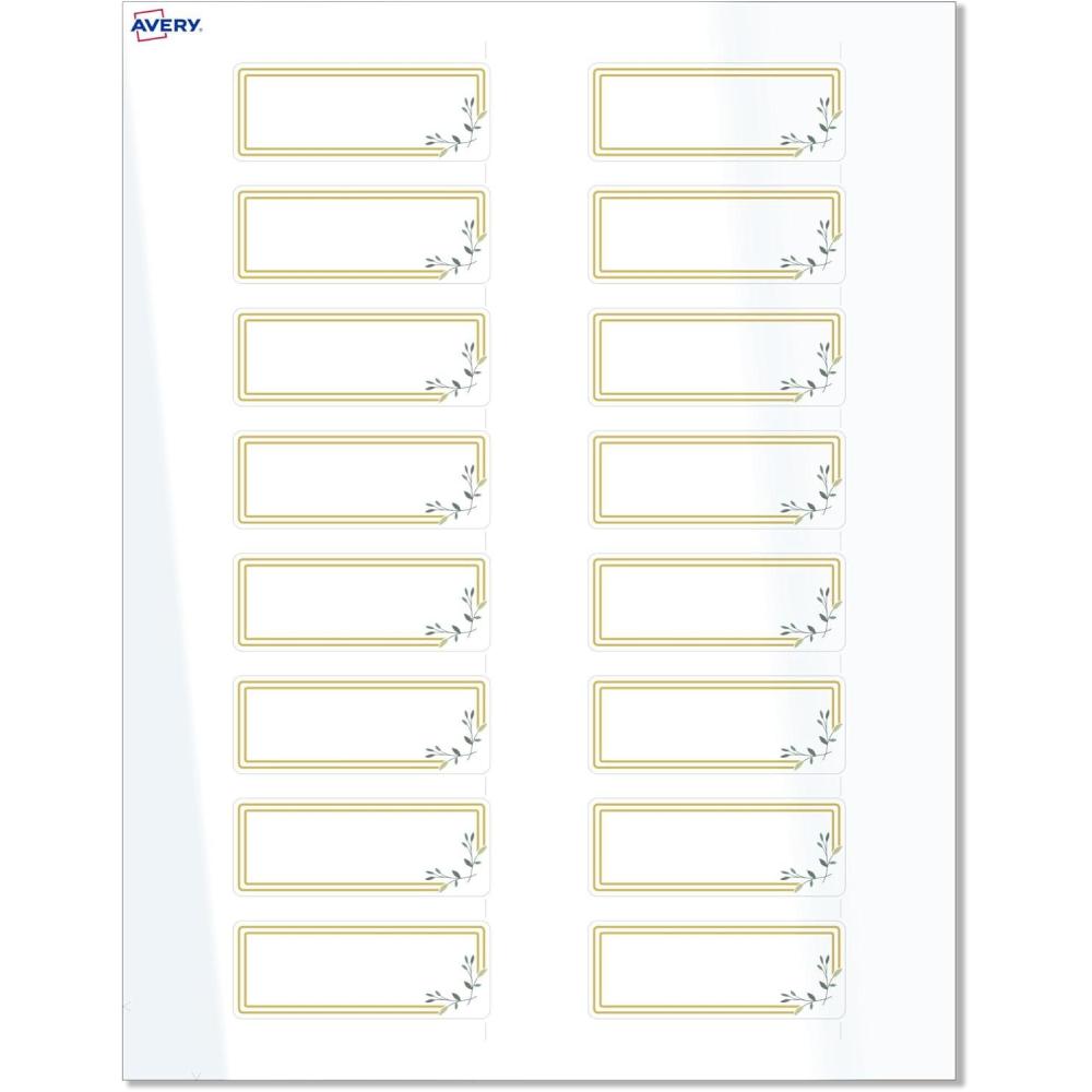 imageAvery Printable Rectangle Labels Sure Feed Technology Blue Border Gold Dots Design 1quot x 258quot Glossy White Permanent Adhesive LaserInkjet 160 Total Great for AddressingDouble Gold Border With Florals