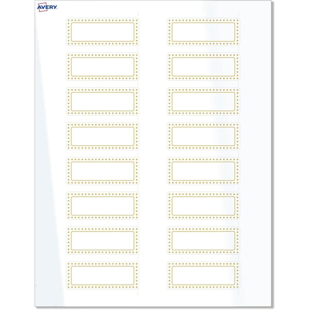 imageAvery Printable Rectangle Labels Sure Feed Technology Blue Border Gold Dots Design 1quot x 258quot Glossy White Permanent Adhesive LaserInkjet 160 Total Great for AddressingGold Border With Gold Dots