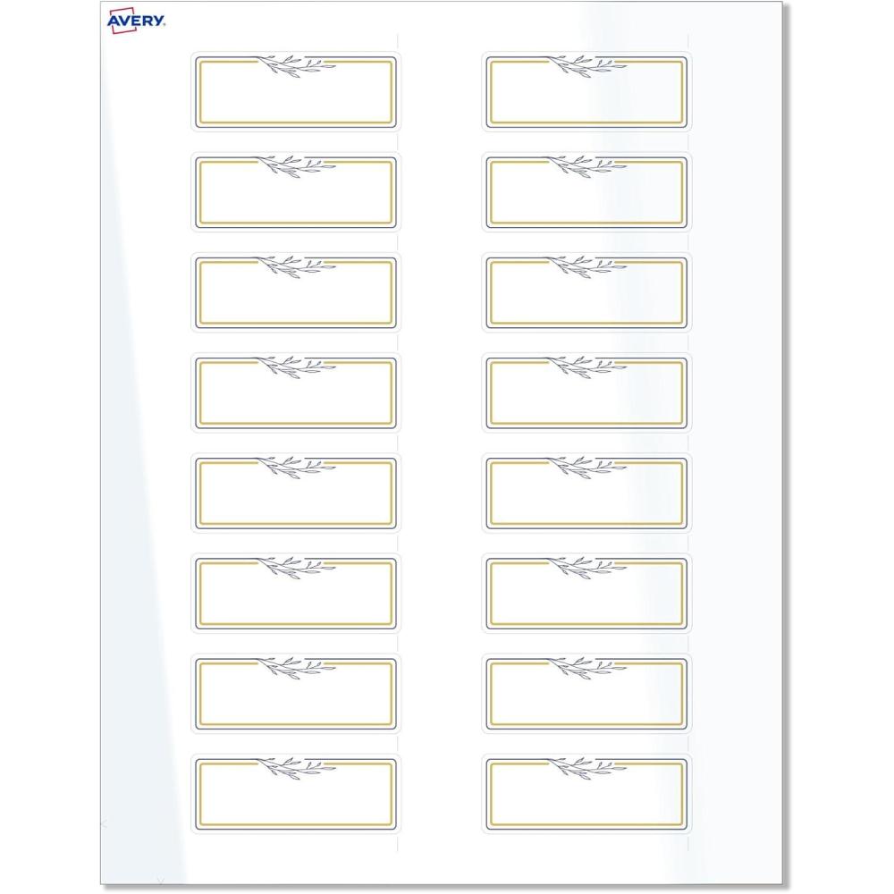 imageAvery Printable Rectangle Labels Sure Feed Technology Blue Border Gold Dots Design 1quot x 258quot Glossy White Permanent Adhesive LaserInkjet 160 Total Great for AddressingGold  Navy Border With Florals