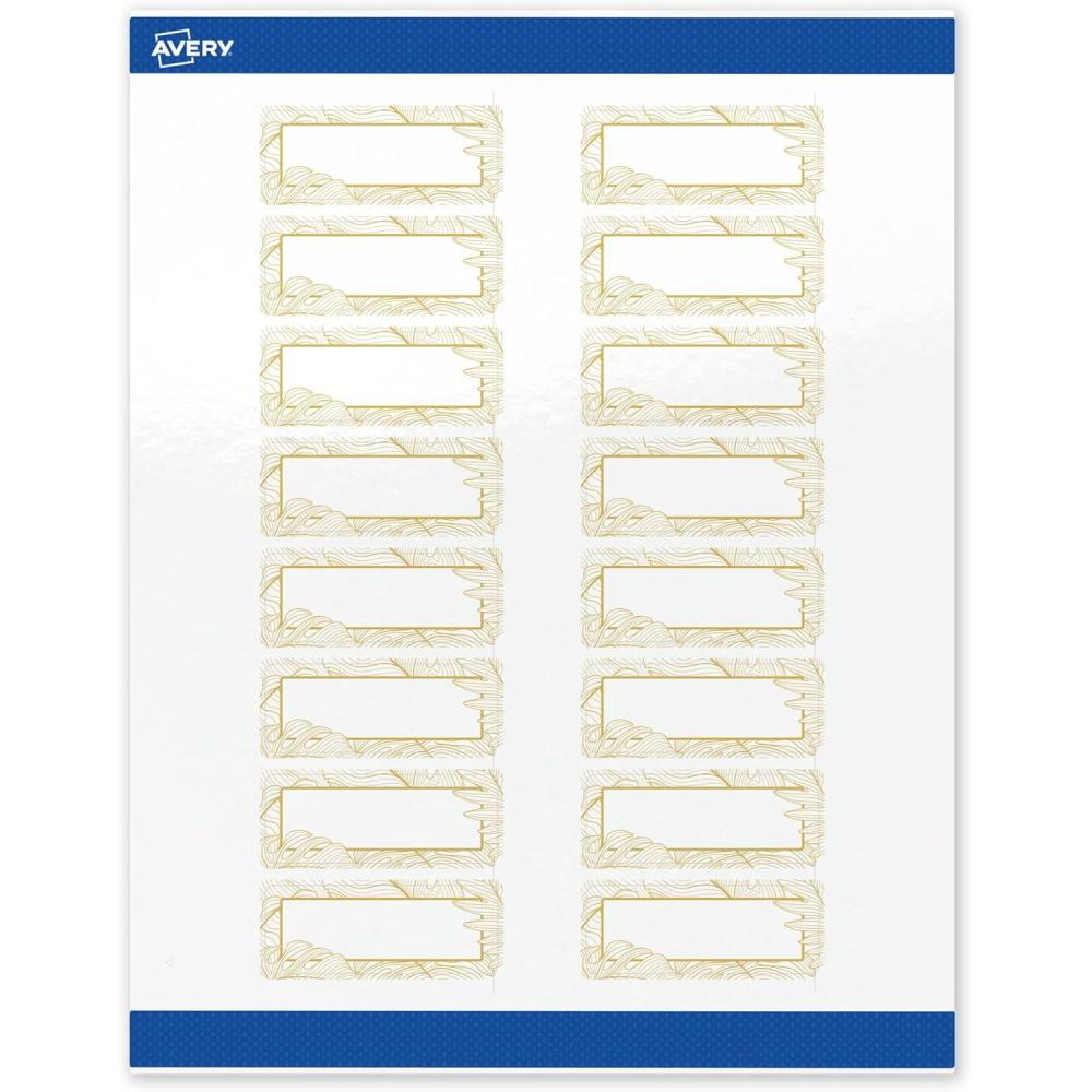 imageAvery Printable Rectangle Labels Sure Feed Technology Blue Border Gold Dots Design 1quot x 258quot Glossy White Permanent Adhesive LaserInkjet 160 Total Great for AddressingGold Monstera Leaves