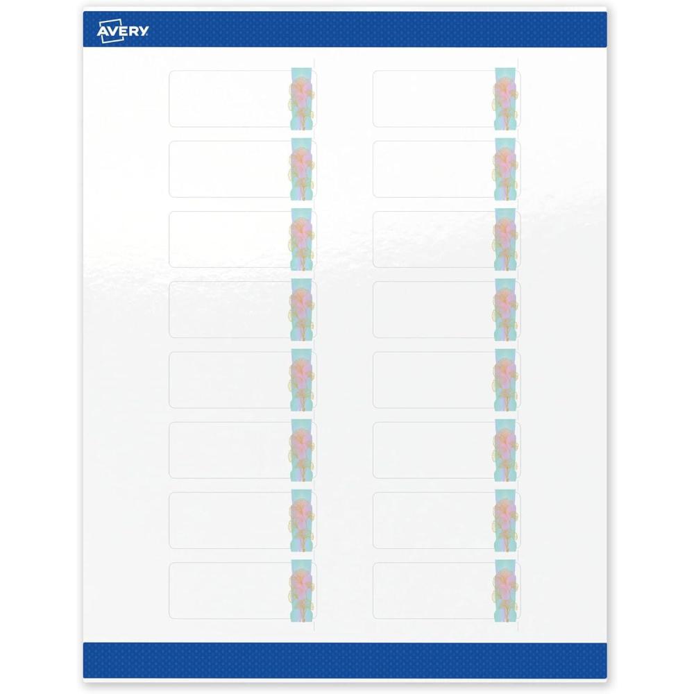 imageAvery Printable Rectangle Labels Sure Feed Technology Blue Border Gold Dots Design 1quot x 258quot Glossy White Permanent Adhesive LaserInkjet 160 Total Great for AddressingWatercolors With Gold Ginkgo Leaves