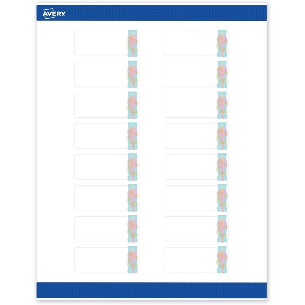 imageAvery Printable Rectangle Labels Sure Feed Technology Double Gold Border Florals Design 1quot x 258quot Matte White Permanent Labels LaserInkjet 160 Total Great for AddressingWatercolors With Gold Ginkgo Leaves