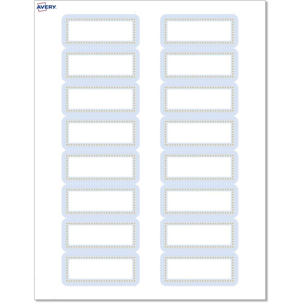 imageAvery Printable Rectangle Labels Sure Feed Technology Double Gold Border Florals Design 1quot x 258quot Matte White Permanent Labels LaserInkjet 160 Total Great for AddressingBlue Border With Gold Dots