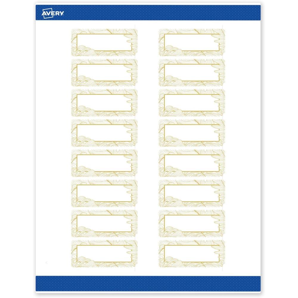 imageAvery Printable Rectangle Labels Sure Feed Technology Double Gold Border Florals Design 1quot x 258quot Matte White Permanent Labels LaserInkjet 160 Total Great for AddressingGold Monstera Leaves