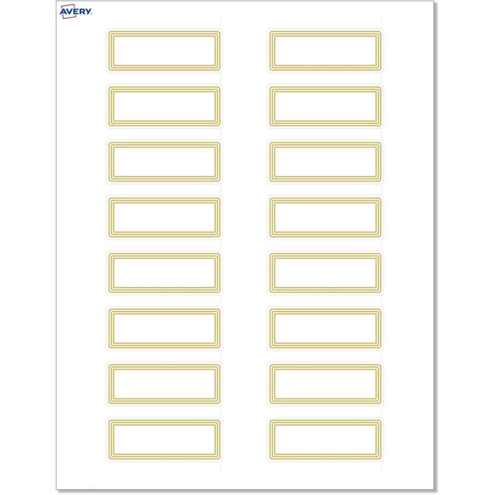 imageAvery Printable Rectangle Labels Sure Feed Technology Double Gold Border Florals Design 1quot x 258quot Matte White Permanent Labels LaserInkjet 160 Total Great for AddressingMultilined Gold Border