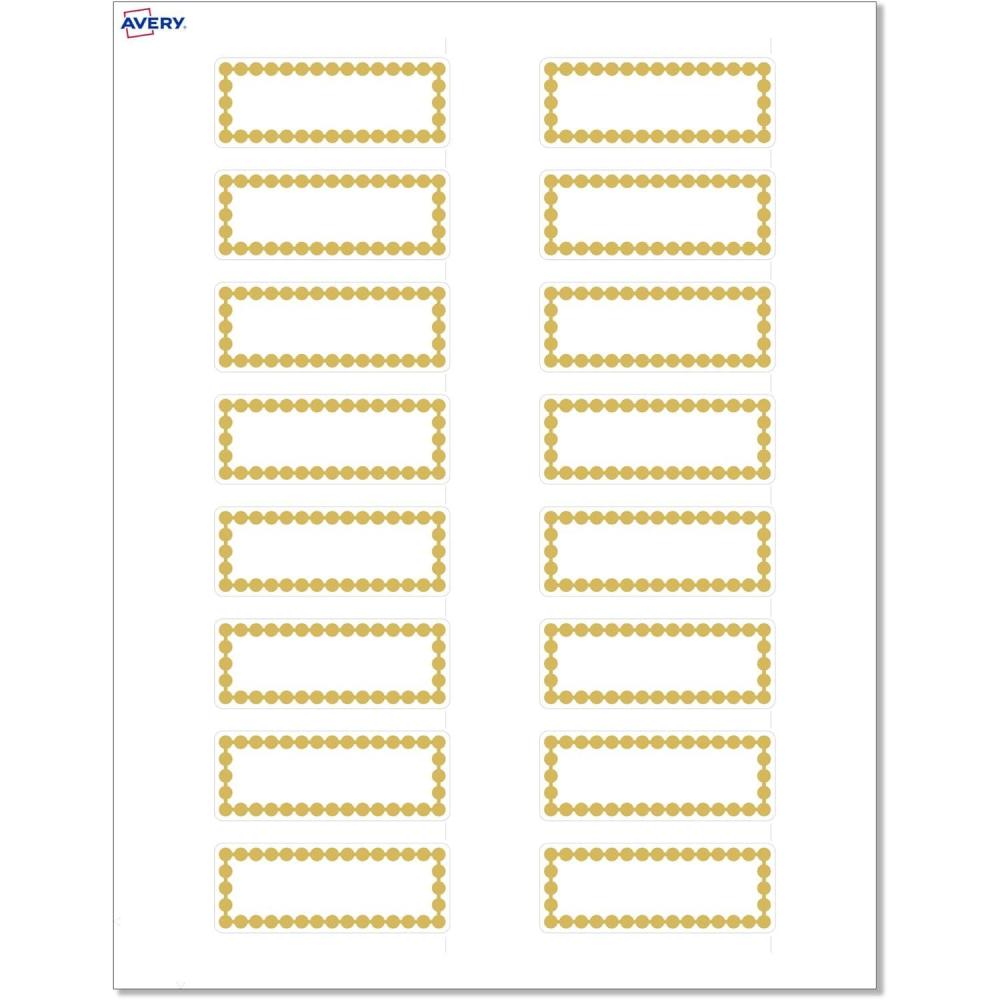 imageAvery Printable Rectangle Labels Sure Feed Technology Double Gold Border Florals Design 1quot x 258quot Matte White Permanent Labels LaserInkjet 160 Total Great for AddressingGold Beads
