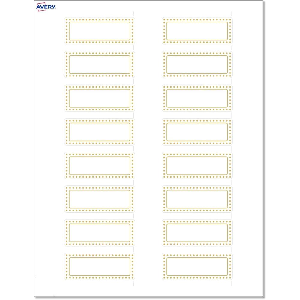imageAvery Printable Rectangle Labels Sure Feed Technology Double Gold Border Florals Design 1quot x 258quot Matte White Permanent Labels LaserInkjet 160 Total Great for AddressingGold Border With Gold Dots
