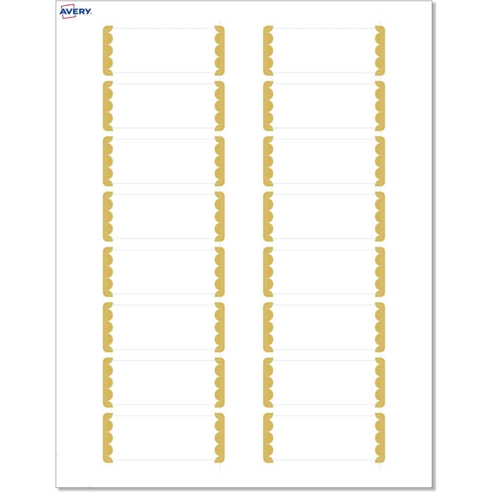 imageAvery Printable Rectangle Labels Sure Feed Technology Double Gold Border Florals Design 1quot x 258quot Matte White Permanent Labels LaserInkjet 160 Total Great for AddressingGold Dots Edge