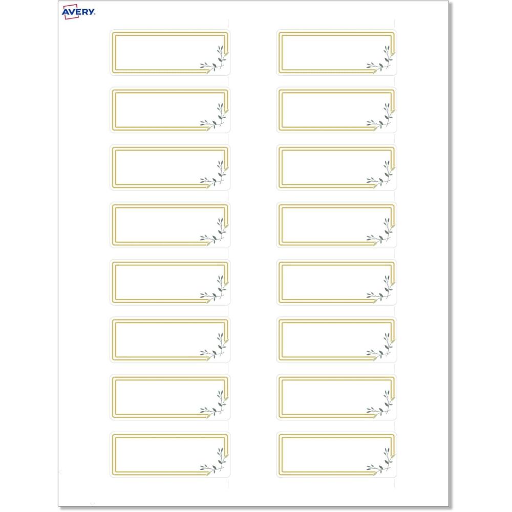 imageAvery Printable Rectangle Labels Sure Feed Technology Double Gold Border Florals Design 1quot x 258quot Matte White Permanent Labels LaserInkjet 160 Total Great for AddressingDouble Gold Border With Florals