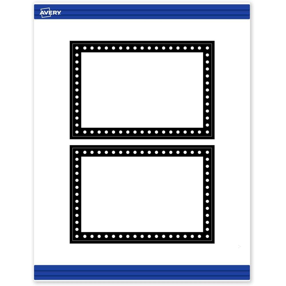 imageAvery Printable Rectangle Postcards Gold MultiLined Border 4quot x 6quot Matte White LaserInkjet 20ct Great for PostcardsBlack  White Polka Dots