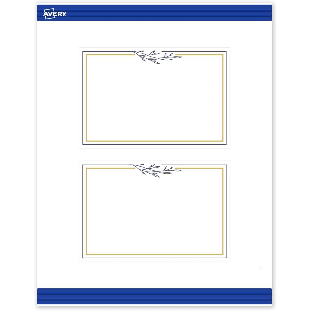 imageAvery Printable Rectangle Postcards Gold MultiLined Border 4quot x 6quot Matte White LaserInkjet 20ct Great for PostcardsGold  Navy Border with Florals