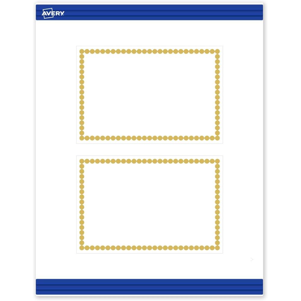 imageAvery Printable Rectangle Postcards Gold MultiLined Border 4quot x 6quot Matte White LaserInkjet 20ct Great for PostcardsGold Beads