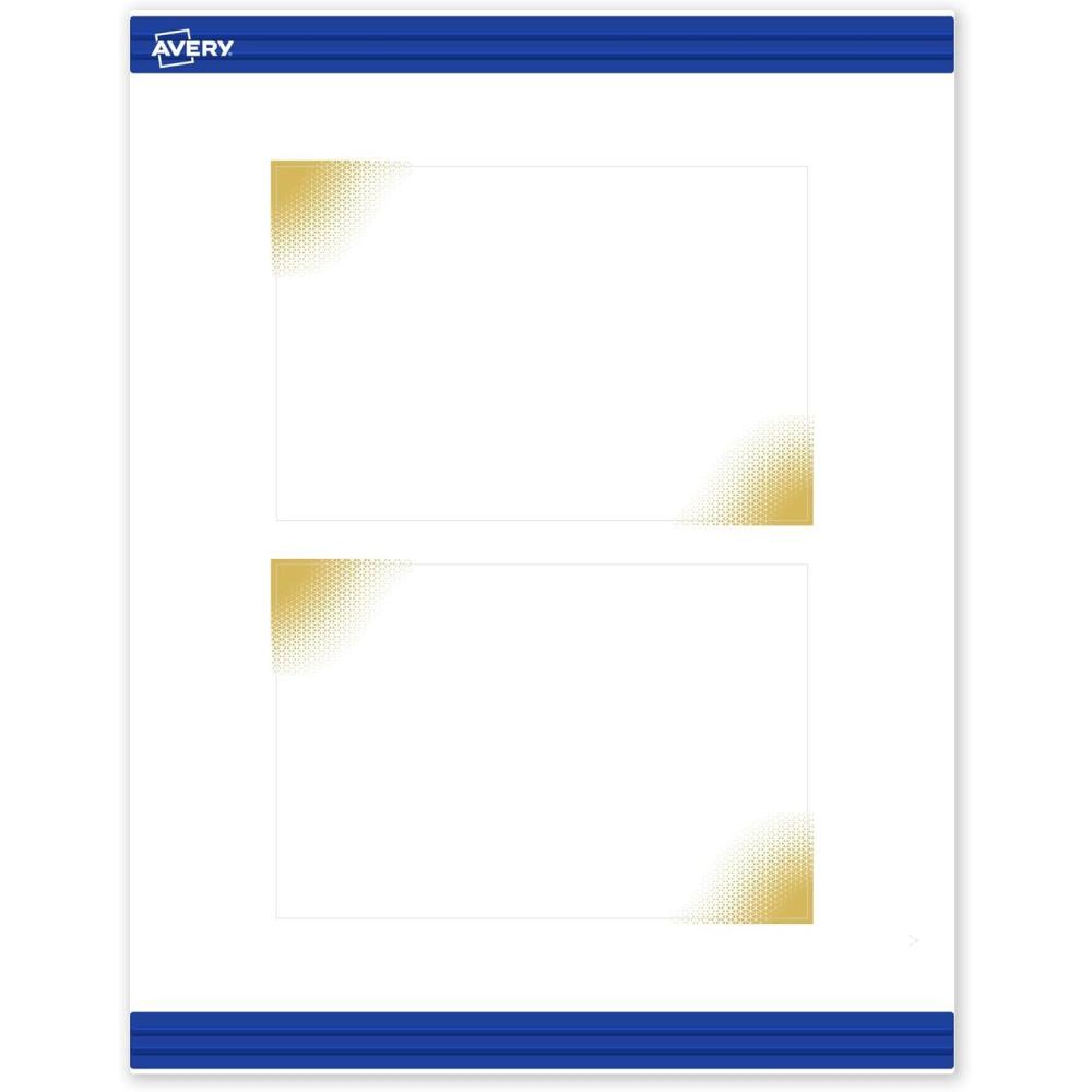 imageAvery Printable Rectangle Postcards Gold MultiLined Border 4quot x 6quot Matte White LaserInkjet 20ct Great for PostcardsGold Blush