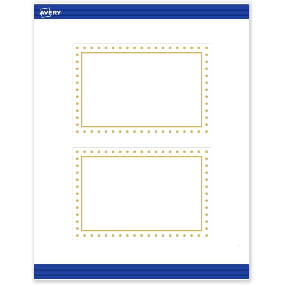 imageAvery Printable Rectangle Postcards Gold MultiLined Border 4quot x 6quot Matte White LaserInkjet 20ct Great for PostcardsGold Border with Gold Dots
