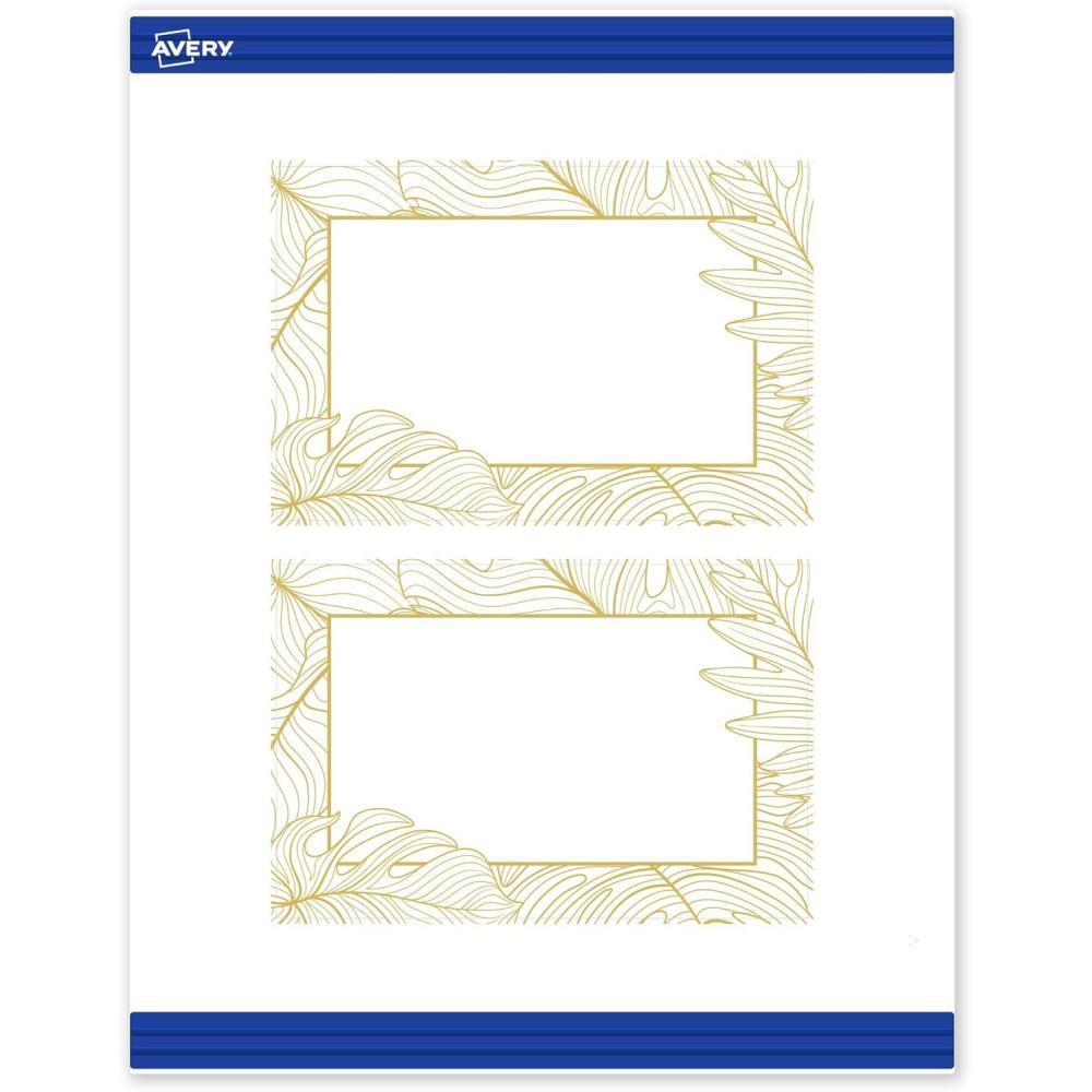 imageAvery Printable Rectangle Postcards Gold MultiLined Border 4quot x 6quot Matte White LaserInkjet 20ct Great for PostcardsGold Monstera Leaves
