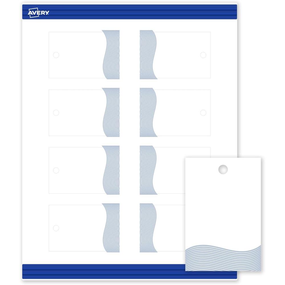 imageAvery Printable Rectangle Tags Gold Dots Green Florals 2quot x 3quot Matte White LaserInkjet 80ct Great for Product TagsBlue Waves