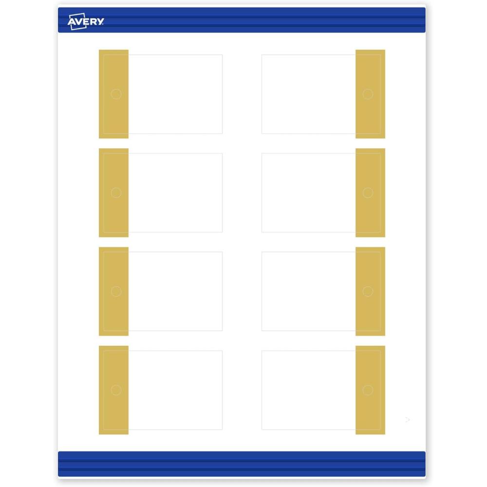 imageAvery Printable Rectangle Tags Gold Dots Green Florals 2quot x 3quot Matte White LaserInkjet 80ct Great for Product TagsDipped Gold Edge