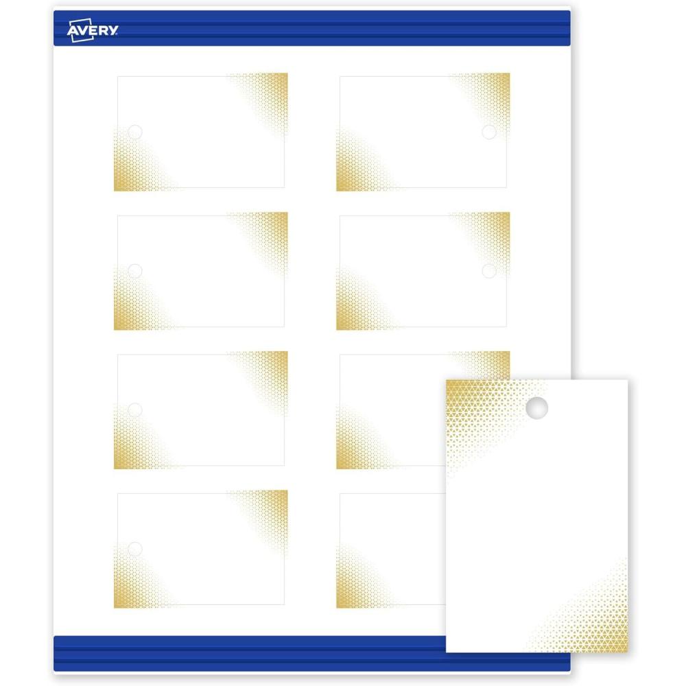 imageAvery Printable Rectangle Tags Gold Dots Green Florals 2quot x 3quot Matte White LaserInkjet 80ct Great for Product TagsGold Blush
