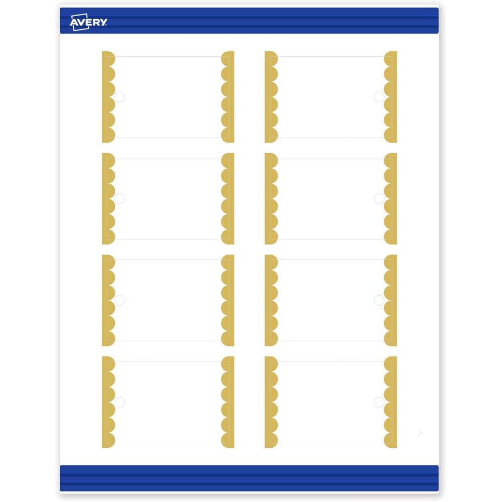 imageAvery Printable Rectangle Tags Gold Dots Green Florals 2quot x 3quot Matte White LaserInkjet 80ct Great for Product TagsGold Dots Edge