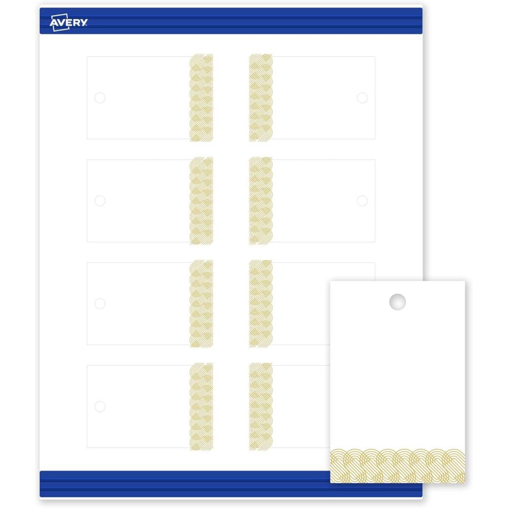 imageAvery Printable Rectangle Tags Gold Dots Green Florals 2quot x 3quot Matte White LaserInkjet 80ct Great for Product TagsGold Lace Trim