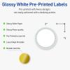 imageAvery Printable Round Labels Sure Feed Technology Gold Beads Design 2quot Diameter Glossy White Permanent Adhesive LaserInkjet 120 Total Great for Product MerchandisingBlue Border With Gold Dots