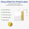 imageAvery Printable Square Labels Gold Dots Green Florals 3quot x 3quot Glossy White Square Labels Permanent LaserInkjet 60ct Great for Product MerchandisingDouble Dipped Gold Edge