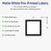imageAvery Printable Square Labels GoldDipped Edge 2quot x 2quot Matte White Square Labels Permanent LaserInkjet 120ct Great for Product MerchandisingBlack  White Polka Dots