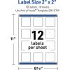 imageAvery Printable Square Labels GoldDipped Edge 2quot x 2quot Matte White Square Labels Permanent LaserInkjet 120ct Great for Product MerchandisingBlue Waves