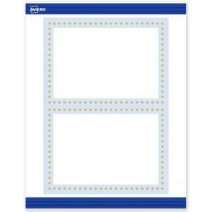 imageAvery Printable Rectangle Invitation Cards Gold MultiLined Border 5quot x 7quot Matte White LaserInkjet 20ct Great for Invitation CardsBlue Border with Gold Dots