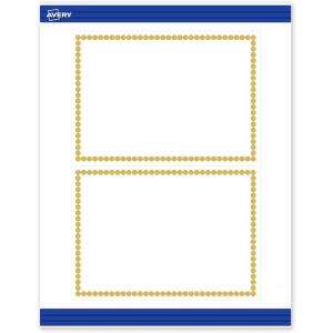 imageAvery Printable Rectangle Invitation Cards Gold MultiLined Border 5quot x 7quot Matte White LaserInkjet 20ct Great for Invitation CardsGold Beads