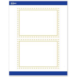 imageAvery Printable Rectangle Invitation Cards Gold MultiLined Border 5quot x 7quot Matte White LaserInkjet 20ct Great for Invitation CardsGold Border with Gold Dots