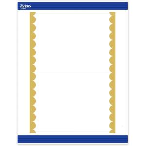 imageAvery Printable Rectangle Invitation Cards Gold MultiLined Border 5quot x 7quot Matte White LaserInkjet 20ct Great for Invitation CardsGold Dots Edge